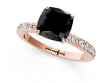 Rose gold Fancy Black Cushion Cut Brilliant Pavé Band Solitaire with Four-Prong Setting_1