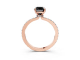 Rose gold Fancy Black Cushion Cut Brilliant Pavé Band Solitaire with Four-Prong Setting_3