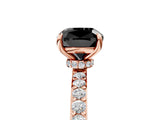 Rose gold Fancy Black Cushion Cut Brilliant Pavé Band Solitaire with Four-Prong Setting_5
