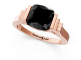 Rose gold Fancy Black Cushion Cut Brilliant Solitaire Diamond Ring with Channel Set Band and Bar Prong Setting_1