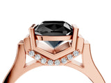 Rose gold Fancy Black Cushion Cut Brilliant Solitaire Diamond Ring with Channel Set Band and Bar Prong Setting_4