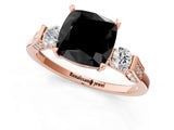 Rose gold Fancy Black Cushion Cut Brilliant Three-Stone Pave Band with Four-Prong Setting_1