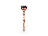 Rose gold Fancy Black Cushion Cut Brilliant Three-Stone Pave Band with Four-Prong Setting_2