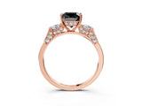 Rose gold Fancy Black Cushion Cut Brilliant Three-Stone Pave Band with Four-Prong Setting_3