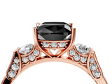 Rose gold Fancy Black Cushion Cut Brilliant Three-Stone Pave Band with Four-Prong Setting_4