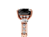 Rose gold Fancy Black Cushion Cut Brilliant Three-Stone Pave Band with Four-Prong Setting_5