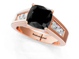 Rose gold Fancy Black Cushion Cut Cut Channel Set Solitaire Ring with Four-Prong Setting_1