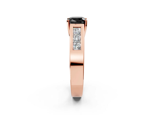 Rose Gold Cushion Cut Channel Set Engagement Ring Setting for Black Center