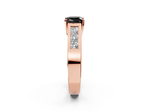 Rose gold Fancy Black Cushion Cut Cut Channel Set Solitaire Ring with Four-Prong Setting_2
