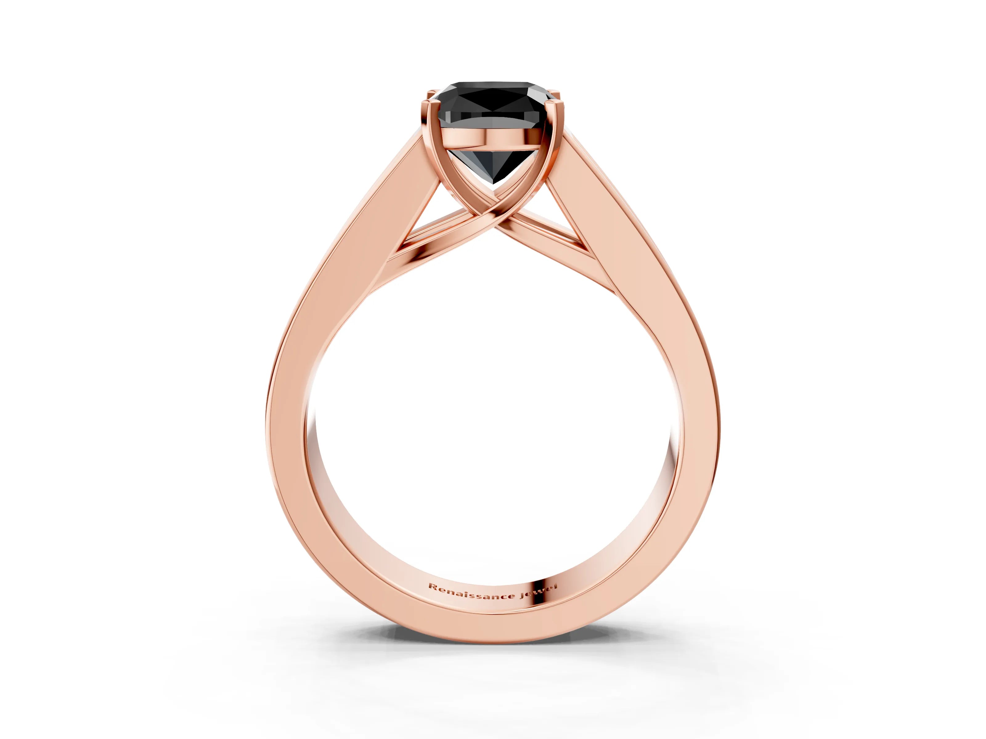 Rose gold Fancy Black Cushion Cut Cut Channel Set Solitaire Ring with Four-Prong Setting_3
