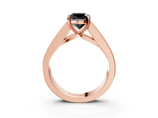 Rose Gold Cushion Cut Channel Set Engagement Ring Setting for Black Center