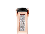 Rose gold Fancy Black Cushion Cut Cut Channel Set Solitaire Ring with Four-Prong Setting_5