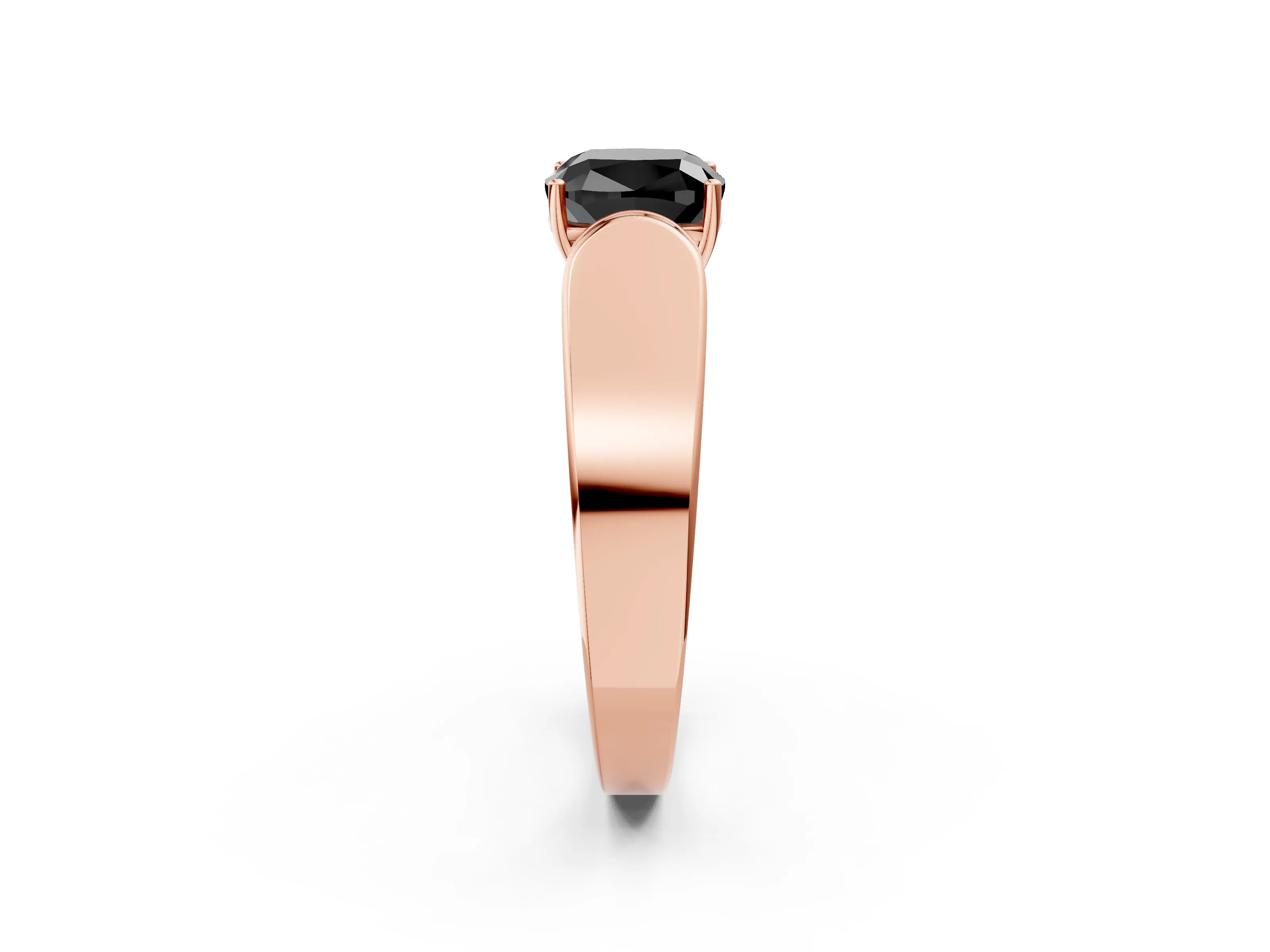 Rose gold Fancy Black Cushion Cut Cut Diamond Channel Set Solitaire Ring with Four-Prong Setting_2