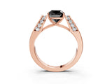 Rose gold Fancy Black Cushion Cut Cut Diamond Channel Set Solitaire Ring with Four-Prong Setting_3