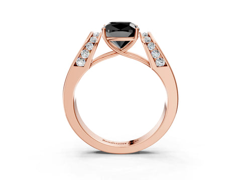 Rose gold Fancy Black Cushion Cut Cut Diamond Channel Set Solitaire Ring with Four-Prong Setting_3