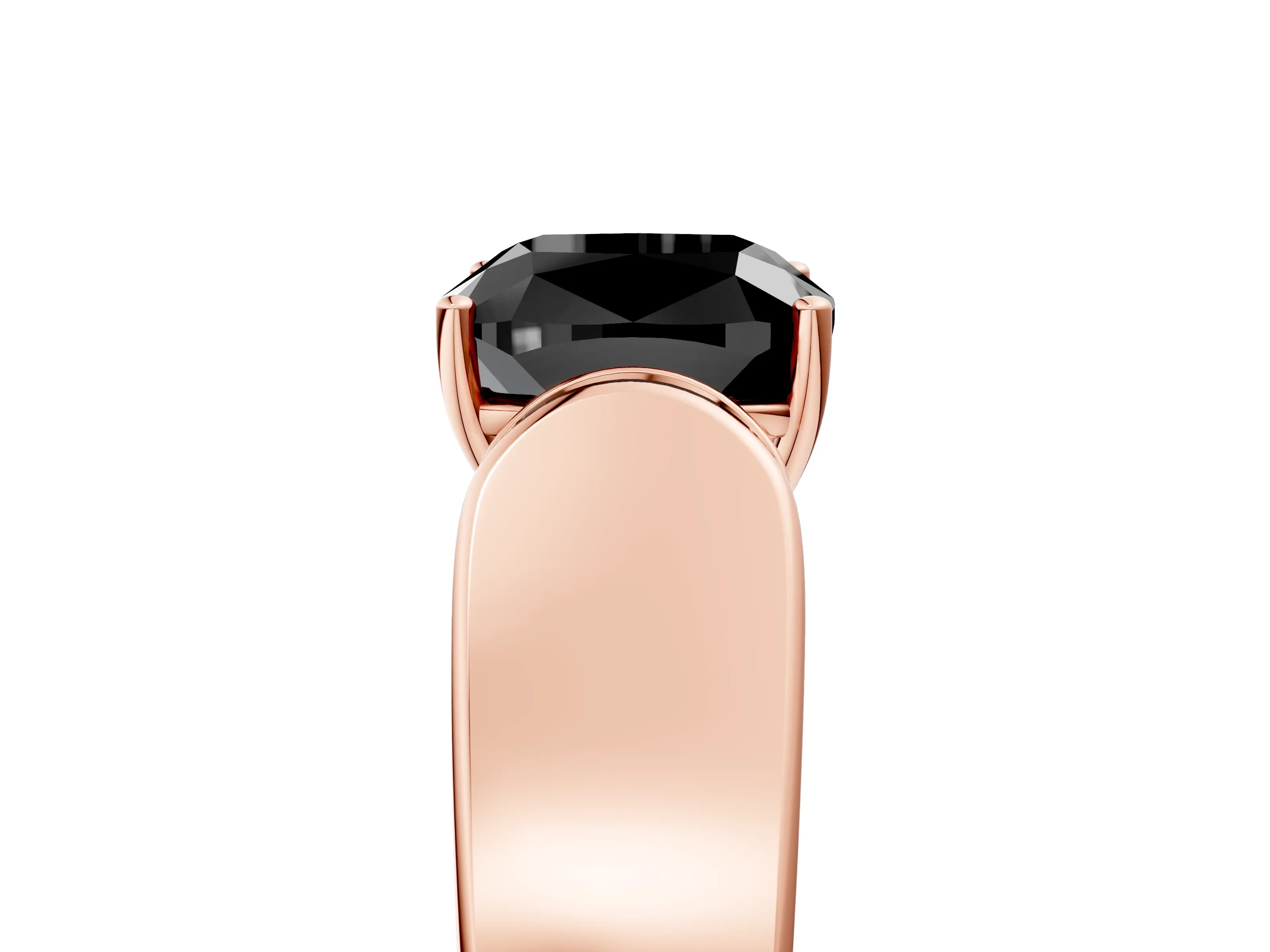 Rose gold Fancy Black Cushion Cut Cut Diamond Channel Set Solitaire Ring with Four-Prong Setting_5