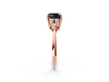 Rose gold Fancy Black Cushion Cut Cut Diamond Cluster Ring with Solitaire Band and Four-Prong Setting_14