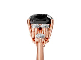 Rose gold Fancy Black Cushion Cut Cut Diamond Cluster Ring with Solitaire Band and Four-Prong Setting_17