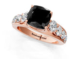 Rose gold Fancy Black Cushion Cut Cut Diamond Engagement Ring with Pavé Band and Four-Prong Setting_1