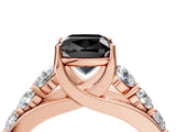 Rose gold Fancy Black Cushion Cut Cut Diamond Engagement Ring with Pavé Band and Four-Prong Setting_4