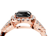 Rose gold Fancy Black Cushion Cut Cut Diamond Halo Engagement Ring with Open Split Pavé Band_4