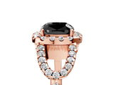 Rose gold Fancy Black Cushion Cut Cut Diamond Halo Engagement Ring with Open Split Pavé Band_5
