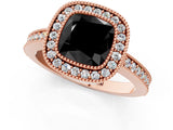 Rose gold Fancy Black Cushion Cut-Cut Diamond Halo Engagement Ring with Pave Band and Prong Setting_1