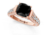 Rose gold Fancy Black Cushion Cut Cut Diamond Pavé Band Solitaire with Four-Prong Setting_1
