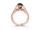 Rose gold Fancy Black Cushion Cut Cut Diamond Pavé Band Solitaire with Four-Prong Setting_3