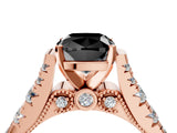 Rose gold Fancy Black Cushion Cut Cut Diamond Pavé Band Solitaire with Four-Prong Setting_4