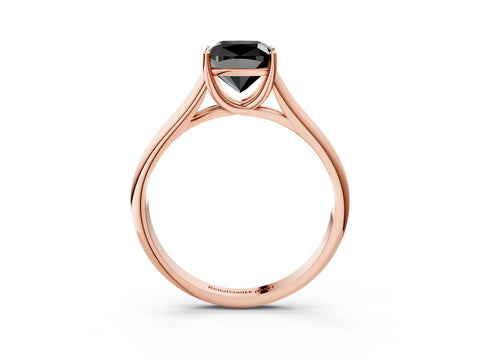Rose gold Fancy Black Cushion Cut Cut Diamond Solitaire Engagement Ring with Tapered Plain Band and Four-Prong Setting_3