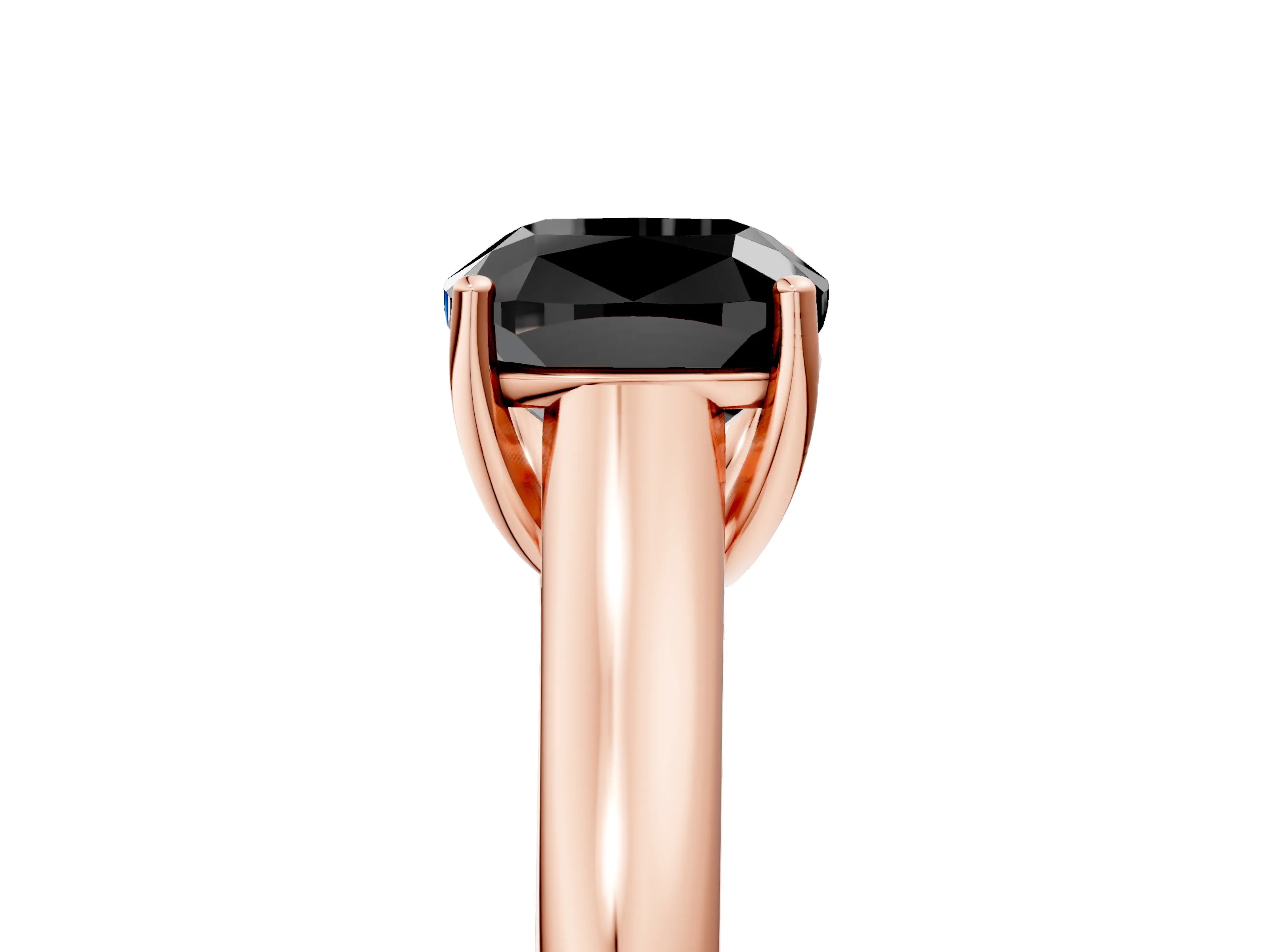 Rose gold Fancy Black Cushion Cut Cut Diamond Solitaire Engagement Ring with Tapered Plain Band and Four-Prong Setting_5