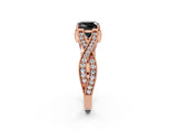 Rose gold Fancy Black Cushion Cut Cut Diamond Twisted Band with Milgrain Pave Setting and Four-Prong Setting_2