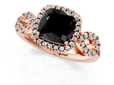 Rose gold Fancy Black Cushion Cut Cut Halo Diamond Infinity Band with Four-Prong Setting_1
