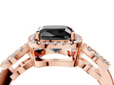 Rose gold Fancy Black Cushion Cut Cut Halo Diamond Infinity Band with Four-Prong Setting_4