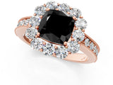Rose gold Fancy Black Cushion Cut Cut Halo Diamond Pavé Engagement Ring with Milgrain Detailing_1