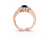 Rose gold Fancy Black Cushion Cut Cut Halo Diamond Pavé Engagement Ring with Milgrain Detailing_3