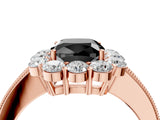 Rose gold Fancy Black Cushion Cut Cut Halo Diamond Pavé Engagement Ring with Milgrain Detailing_4