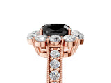 Rose gold Fancy Black Cushion Cut Cut Halo Diamond Pavé Engagement Ring with Milgrain Detailing_5