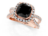 Rose gold Fancy Black Cushion Cut Cut Halo Split Shank Pave Set Ring_1