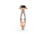 Rose gold Fancy Black Cushion Cut Cut Halo Split Shank Pave Set Ring_2