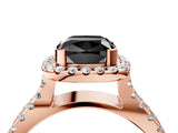 Rose gold Fancy Black Cushion Cut Cut Halo Split Shank Pave Set Ring_4