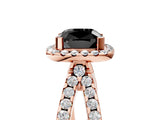 Rose gold Fancy Black Cushion Cut Cut Halo Split Shank Pave Set Ring_5