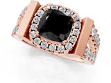 Rose gold Fancy Black Cushion Cut Cut Halo Split Shank Prong Set Ring_1