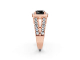 Rose gold Fancy Black Cushion Cut Cut Halo Split Shank Prong Set Ring_2