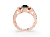 Rose gold Fancy Black Cushion Cut Cut Halo Split Shank Prong Set Ring_3
