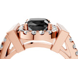 Rose gold Fancy Black Cushion Cut Cut Halo Split Shank Prong Set Ring_4