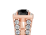 Rose gold Fancy Black Cushion Cut Cut Halo Split Shank Prong Set Ring_5