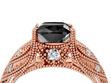 Rose gold Fancy Black Cushion Cut Cut Milgrain Pave Diamond Engagement Ring with Four-Prong Setting_19
