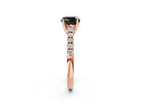 Rose gold Fancy Black Cushion Cut Cut Pavé Band Solitaire Ring with Four-Prong Setting_2